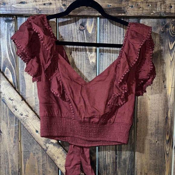 Express Rust Ruffle Blouse - Picture 2 of 3